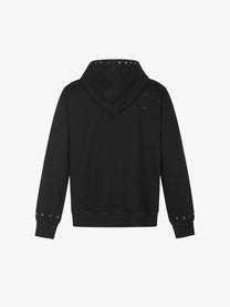 BLACK ENERGY | Studded Collage Zip Up Hoodie in Black - back view