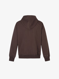 BLACK ENERGY | Studded Collage Zip Up Hoodie in Brown - back view