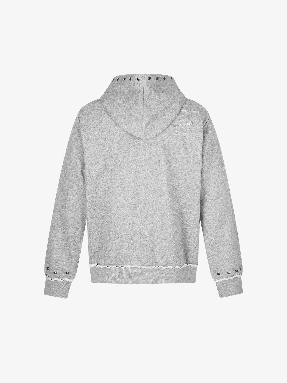 BLACK ENERGY | Studded Collage Zip Up Hoodie in Gray - back view