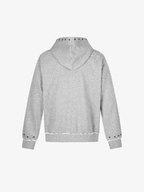 BLACK ENERGY | Studded Collage Zip Up Hoodie in Gray - back view