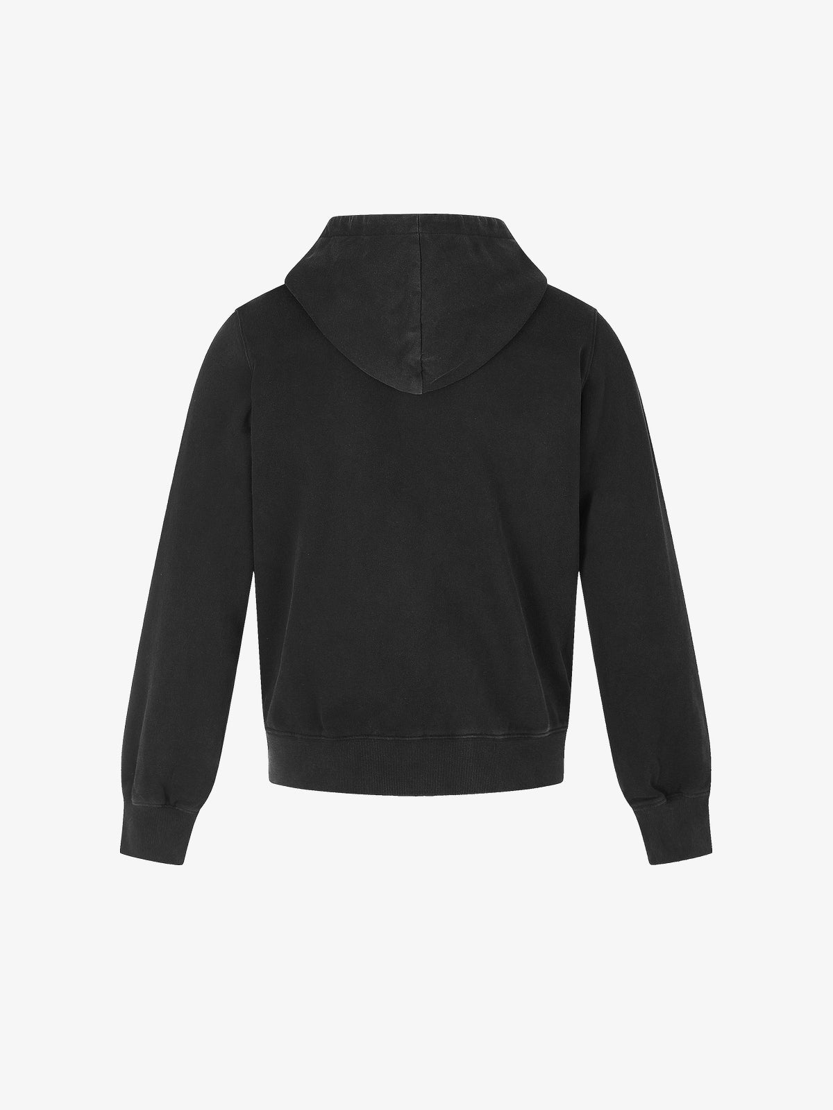 BLACK ENERGY | Statement Script Zip Up Hoodie in Black - back view