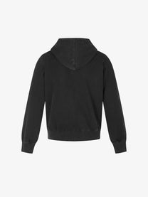 BLACK ENERGY | Statement Script Zip Up Hoodie in Black - back view