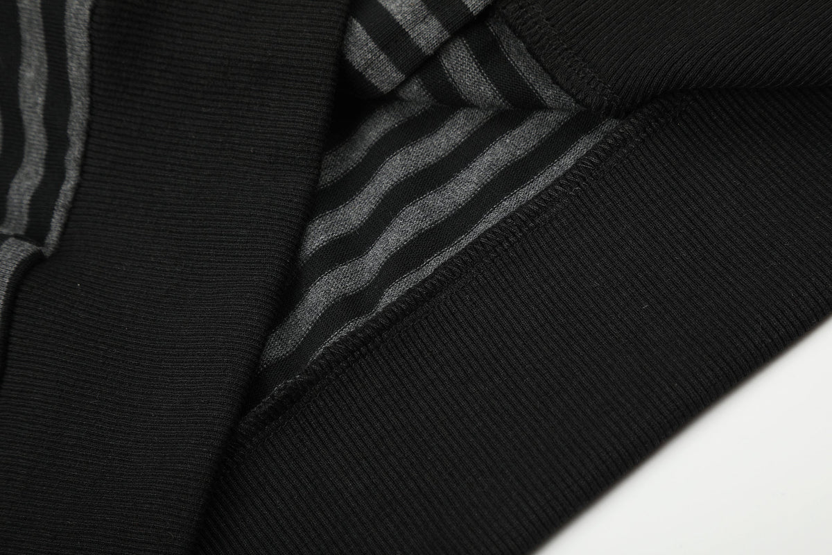 BLACK ENERGY | Striped Button Zip Up Hoodie - product detail