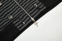 BLACK ENERGY | Striped Button Zip Up Hoodie - product detail