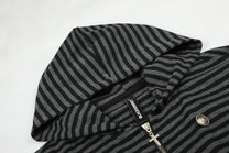 BLACK ENERGY | Striped Button Zip Up Hoodie - product detail
