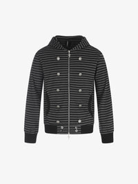 BLACK ENERGY | Striped Button Zip Up Hoodie