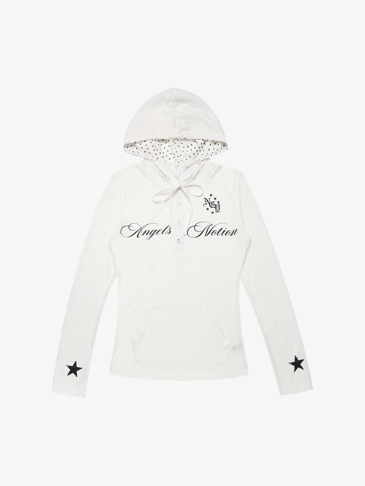 CHANYOOU | Star Script Hoodie in White - front view