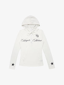 CHANYOOU | Star Script Hoodie in White - front view