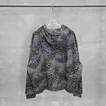 CHAOKEXI | Washed Leopard Zip Up Hoodie - product detail