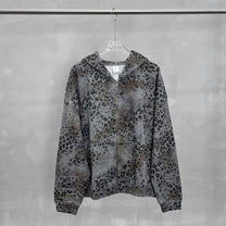 CHAOKEXI | Washed Leopard Zip Up Hoodie - product detail