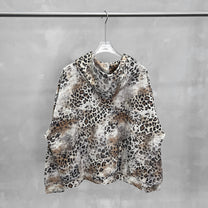 CHAOKEXI | Washed Leopard Zip Up Hoodie - product detail