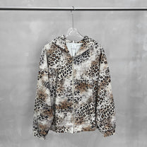 CHAOKEXI | Washed Leopard Zip Up Hoodie - product detail