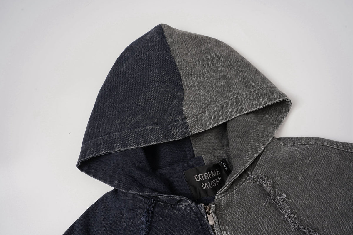 EXTREME CAUSE | Deconstructed Panel Zip Up Hoodie - product detail