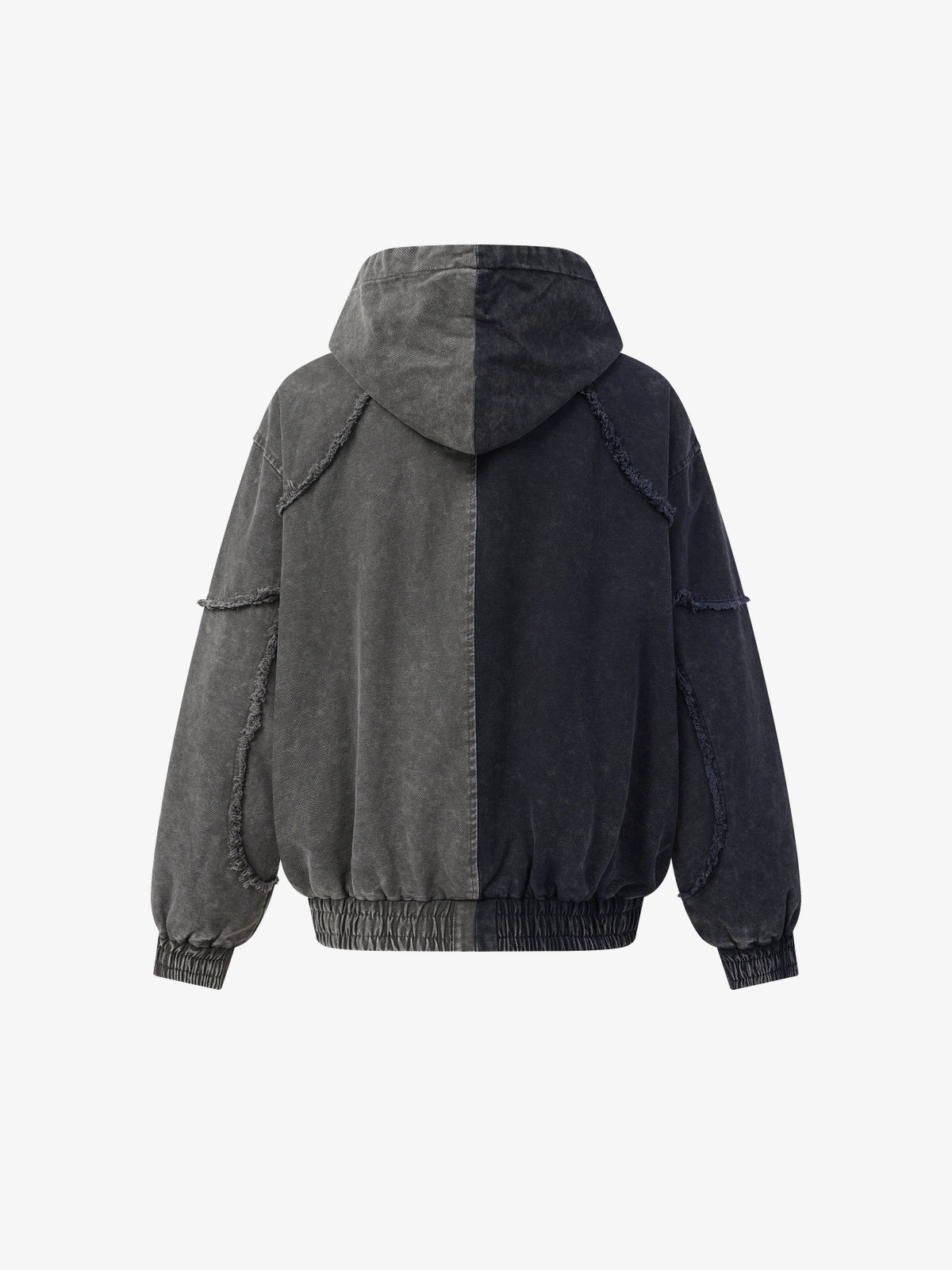EXTREME CAUSE | Deconstructed Panel Zip Up Hoodie in Black - back view