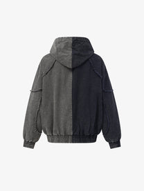 EXTREME CAUSE | Deconstructed Panel Zip Up Hoodie in Black - back view