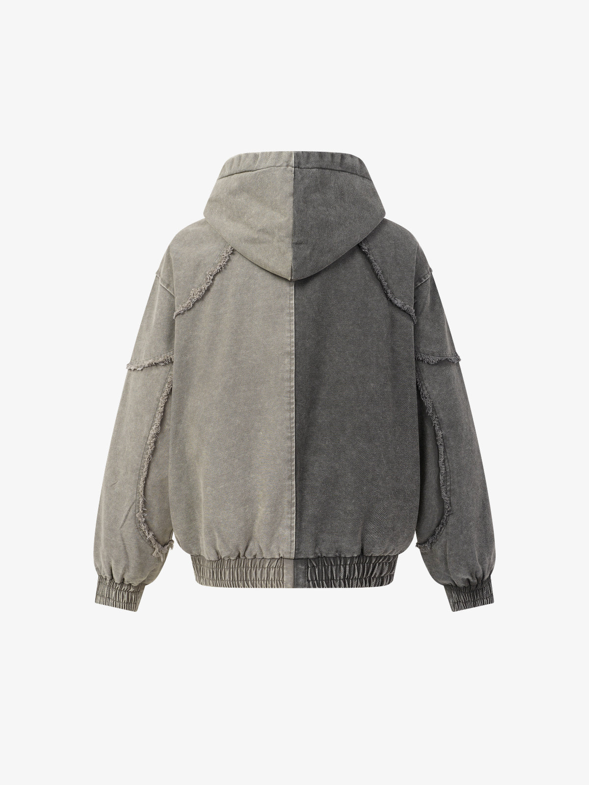 EXTREME CAUSE | Deconstructed Panel Zip Up Hoodie in Gray - back view