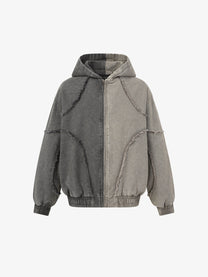 EXTREME CAUSE | Deconstructed Panel Zip Up Hoodie in Gray - front view