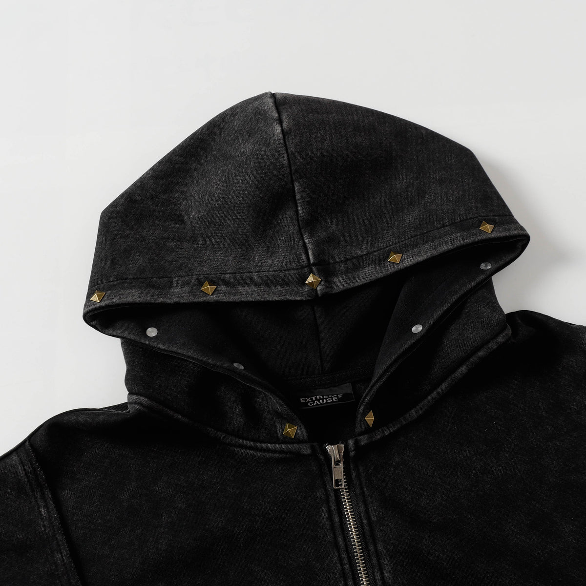 EXTREME CAUSE | Distressed Seam Zip Up Hoodie - product detail