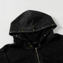 EXTREME CAUSE | Distressed Seam Zip Up Hoodie - product detail
