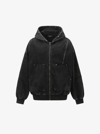 EXTREME CAUSE | Distressed Seam Zip Up Hoodie
