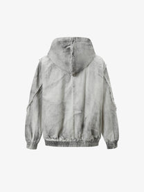 EXTREME CAUSE | Contrast Stitch Zip Up Hoodie in White - back view