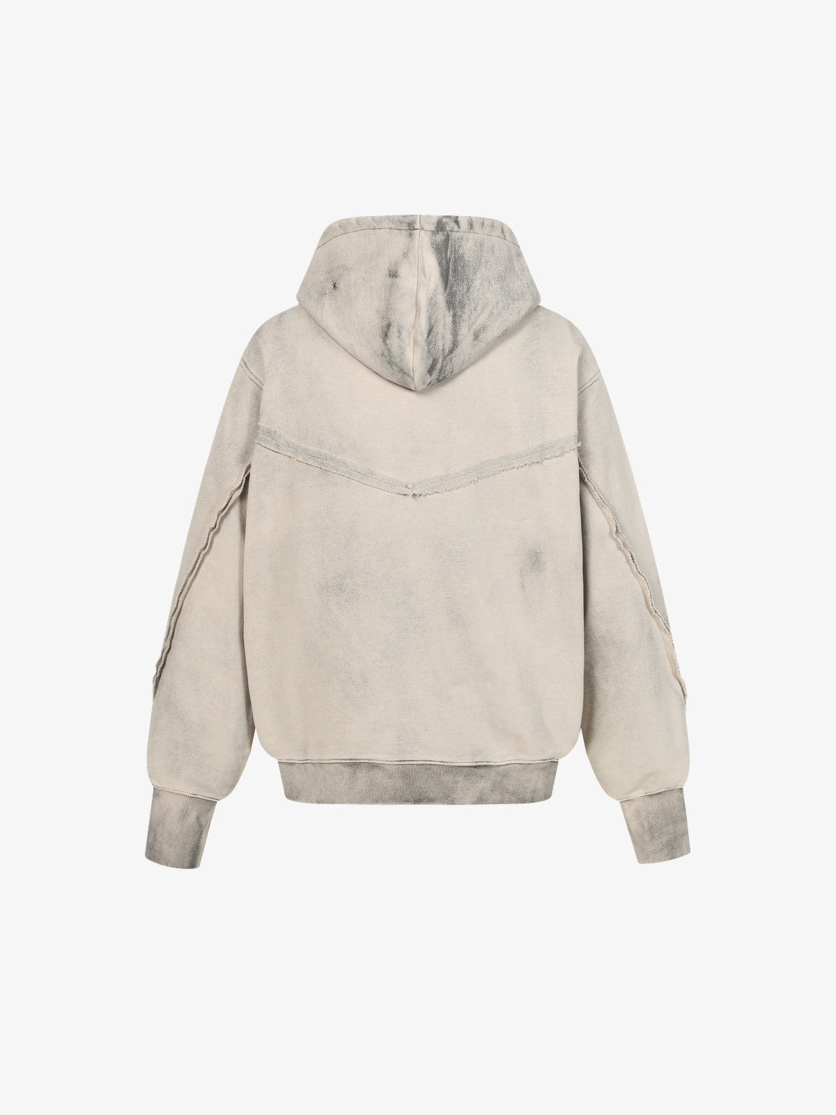 EXTREME CAUSE | Asymmetric Zip Up Hoodie in Beige - back view