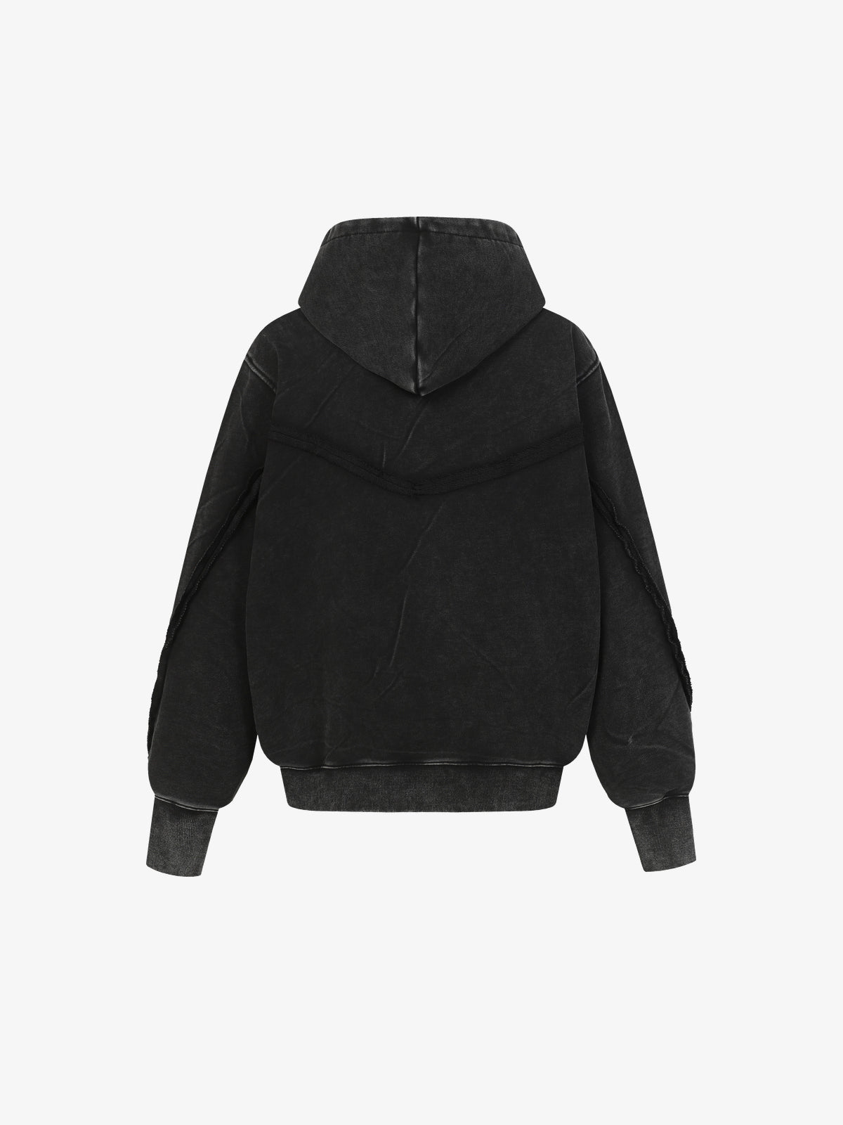 EXTREME CAUSE | Asymmetric Zip Up Hoodie in Black - back view