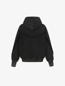 EXTREME CAUSE | Asymmetric Zip Up Hoodie in Black - back view