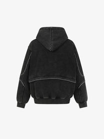 EXTREME CAUSE | Layered Panel Hoodie in Black - back view