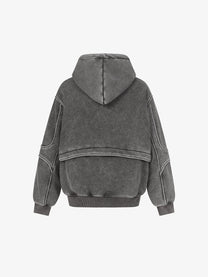 EXTREME CAUSE | Layered Panel Hoodie in Dark Gray - back view