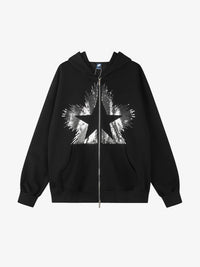 GEESAS | Sequin Starburst Zip Up Hoodie