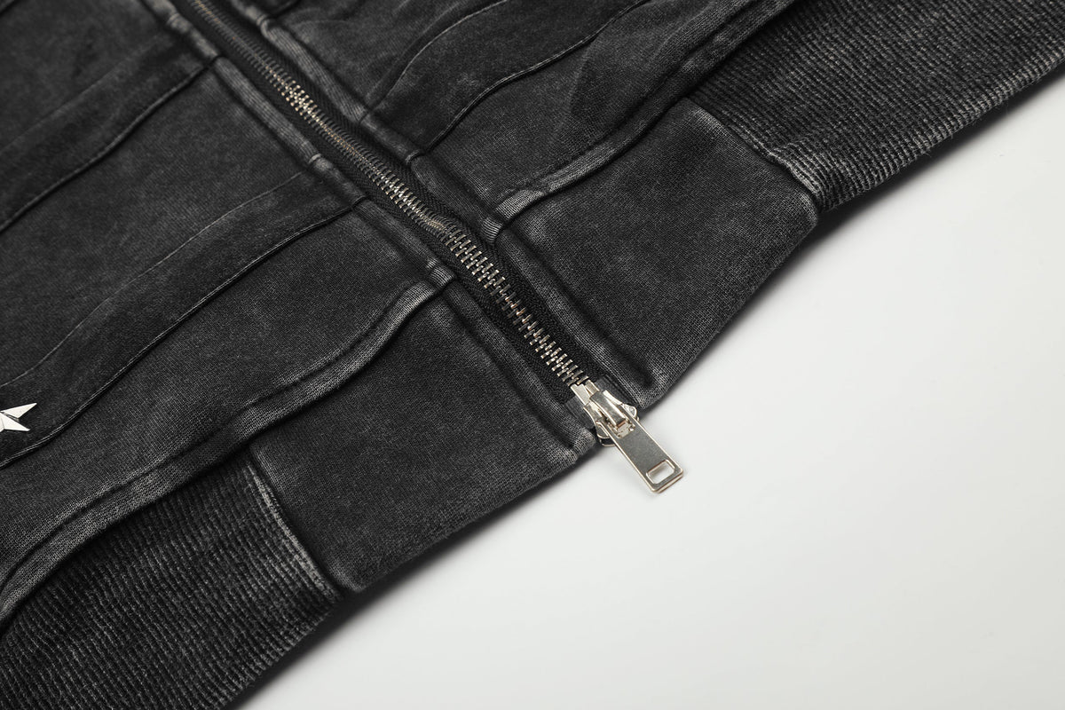 GEESAS | Washed Star Zip Up Hoodie - product detail