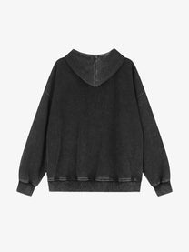 GEESAS | Washed Star Zip Up Hoodie in Black - back view