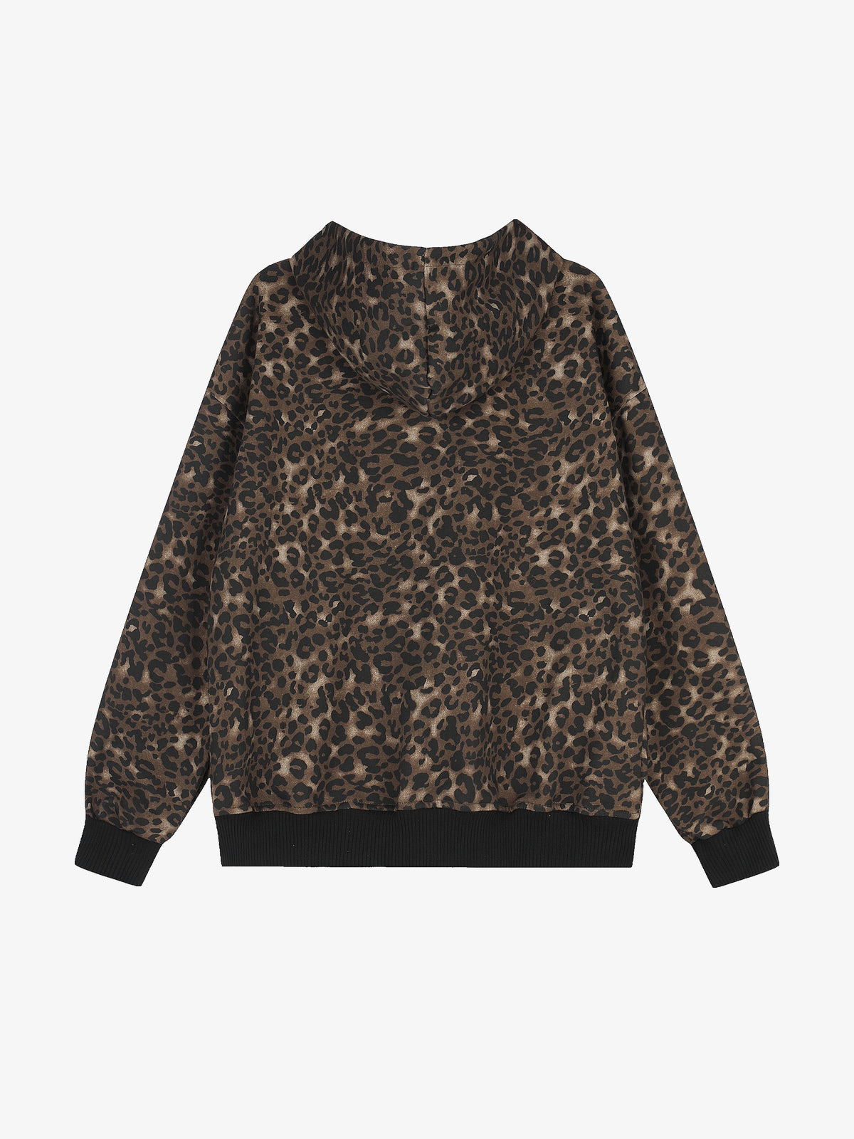 GEESAS | Washed Star Zip Up Hoodie in Leopard - back view