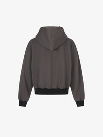 GEESAS | Star Braid Zip Up Hoodie in Brown - back view