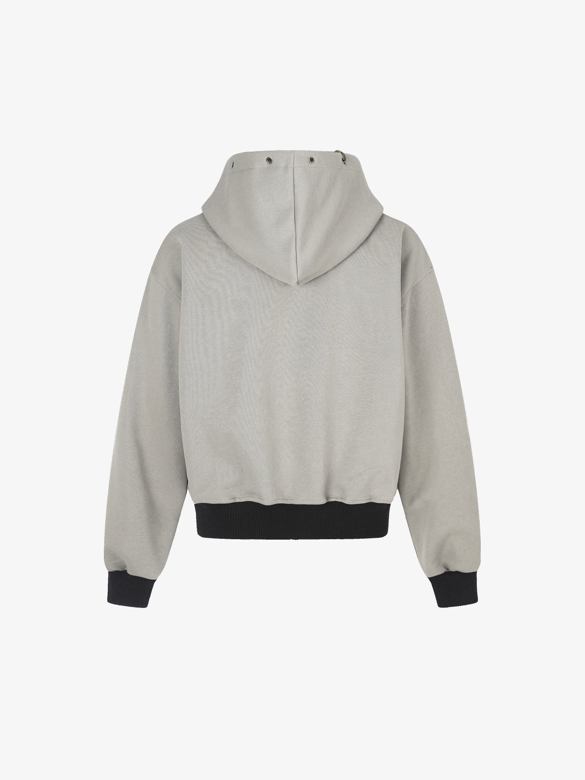 GEESAS | Star Braid Zip Up Hoodie in Light Gray - back view
