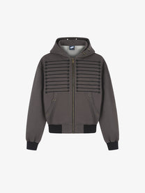 GEESAS | Star Braid Zip Up Hoodie in Brown - front view