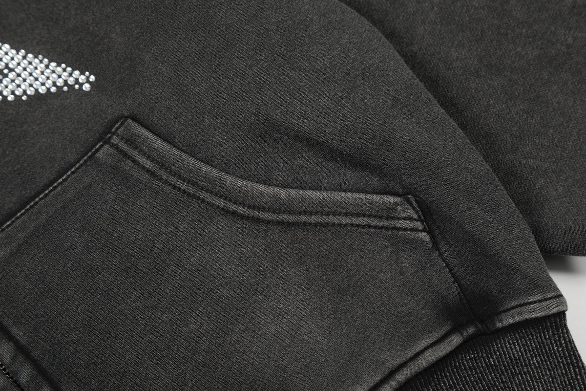 GEESAS | Rhinestone Stars Zip Up Hoodie - product detail