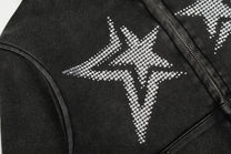 GEESAS | Rhinestone Stars Zip Up Hoodie - product detail