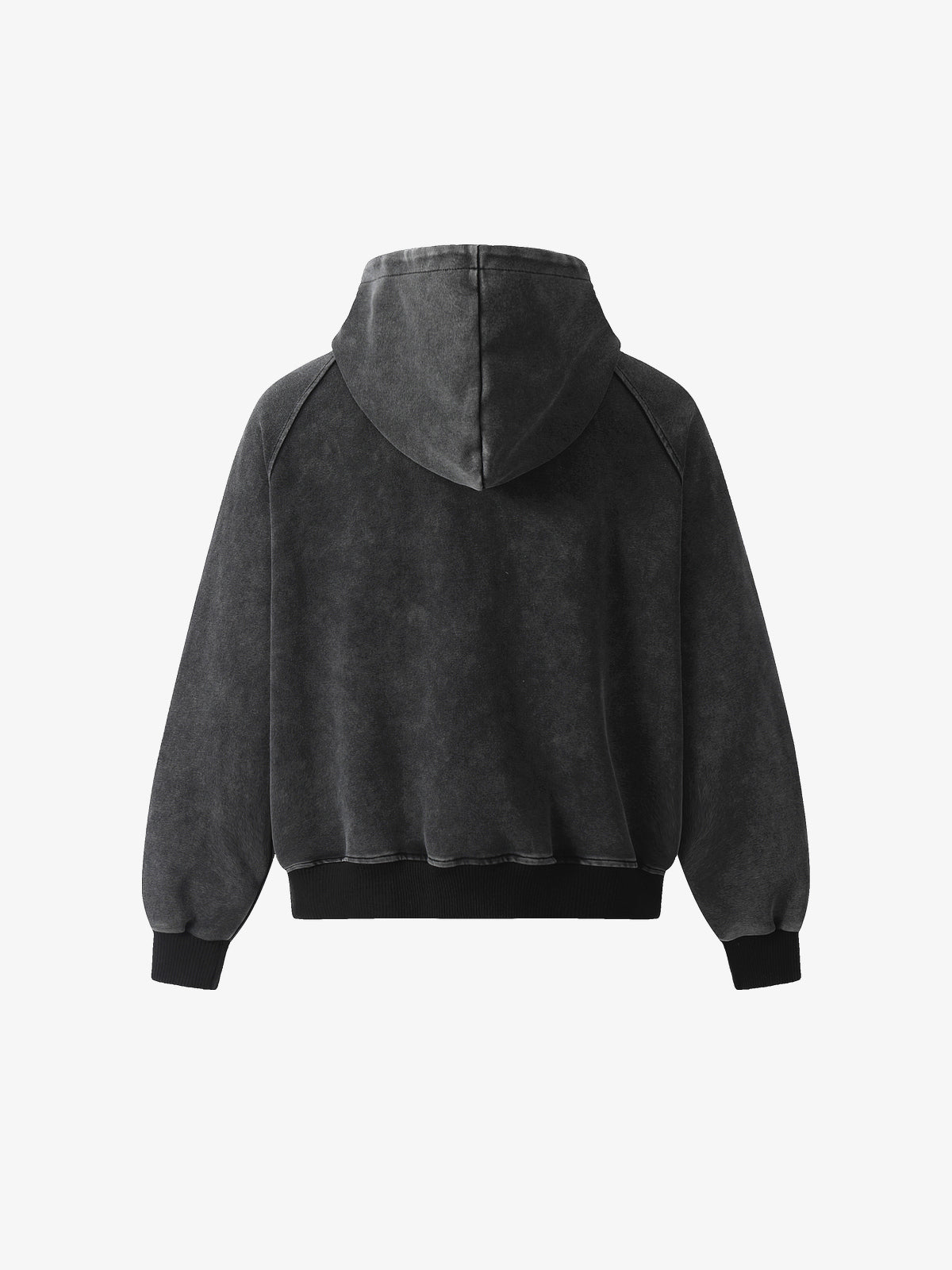 GEESAS | Sleeve Pocket Zip Up Hoodie in Black - back view