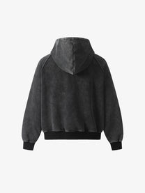 GEESAS | Sleeve Pocket Zip Up Hoodie in Black - back view