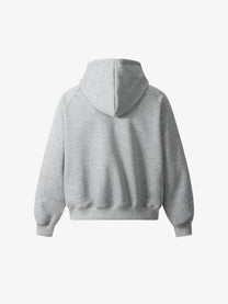 GEESAS | Sleeve Pocket Zip Up Hoodie in Light Gray - back view