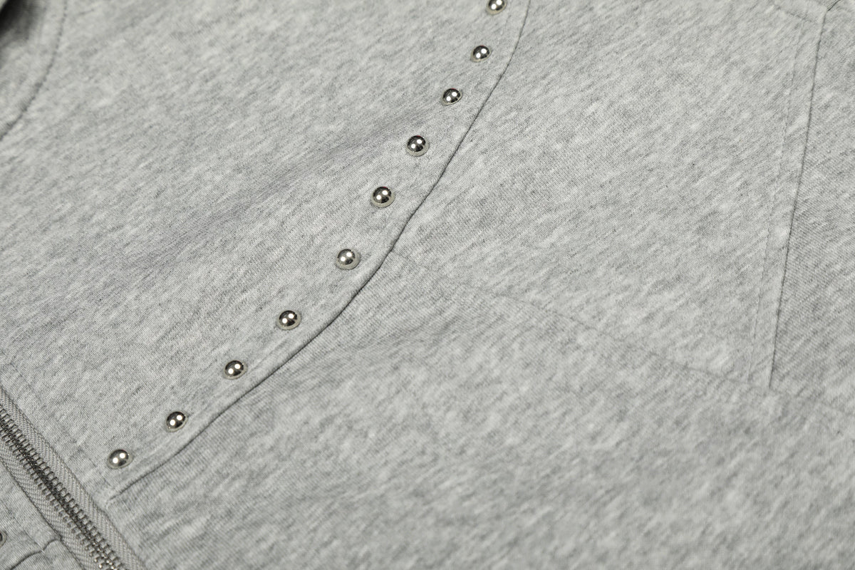 GEESAS | Studded Yoke Zip Up Hoodie - product detail