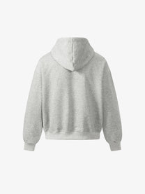 GEESAS | Studded Yoke Zip Up Hoodie in Gray - back view