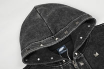 GEESAS | Stud Grid Zip Up Hoodie - product detail