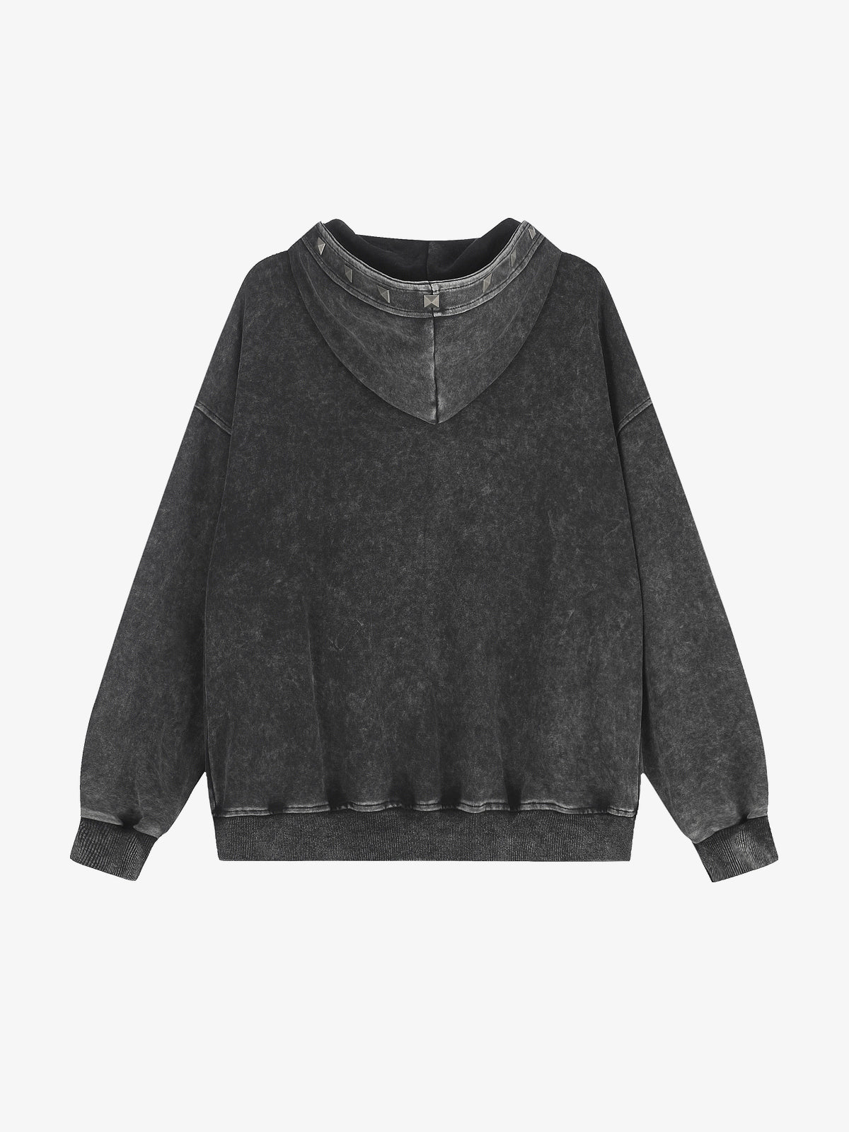 GEESAS | Stud Grid Zip Up Hoodie in Black - back view