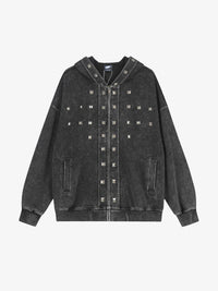 GEESAS | Stud Grid Zip Up Hoodie