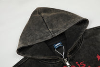 GEESAS | Washed Script Zip Up Hoodie - product detail