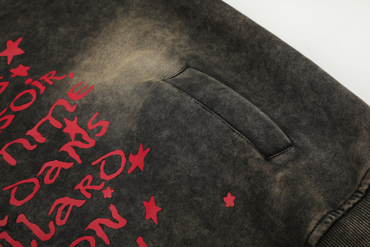 GEESAS | Washed Script Zip Up Hoodie - product detail