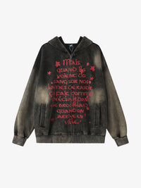 GEESAS | Washed Script Zip Up Hoodie